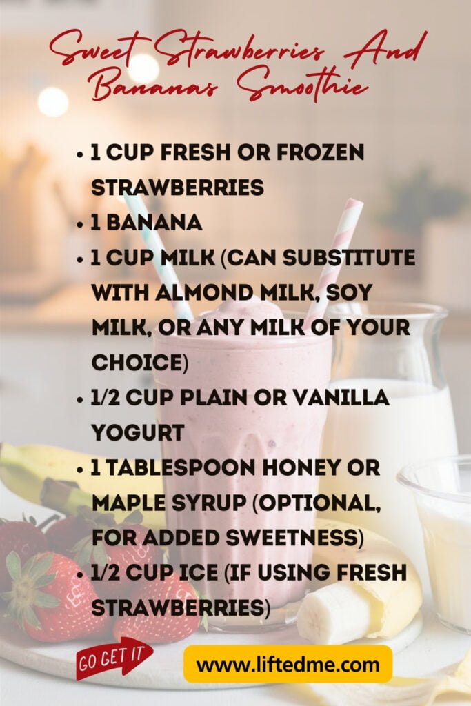 Sweet Strawberries And Bananas Smoothie