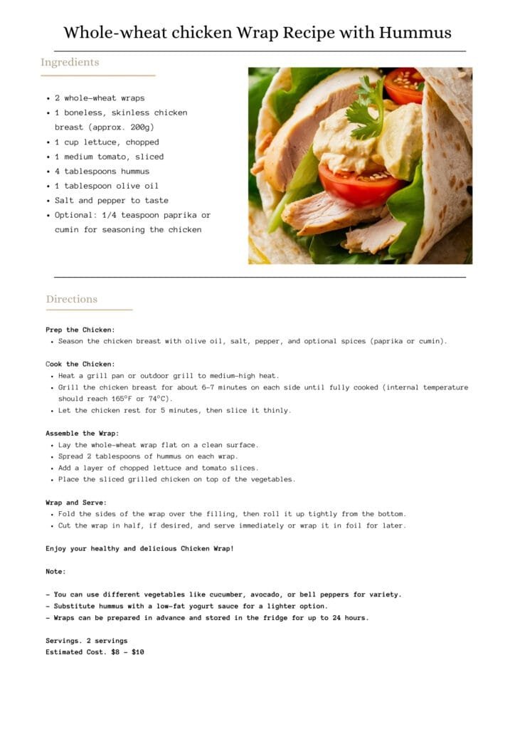 Whole-wheat chicken Wrap