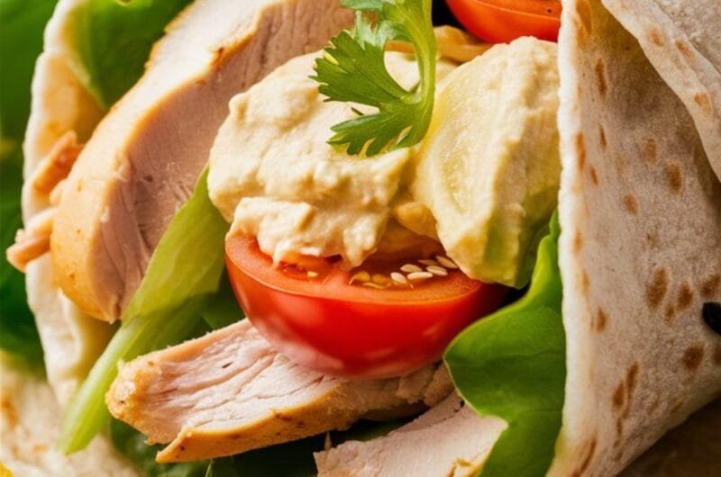 Whole-wheat chicken Wrap Recipe with Hummus